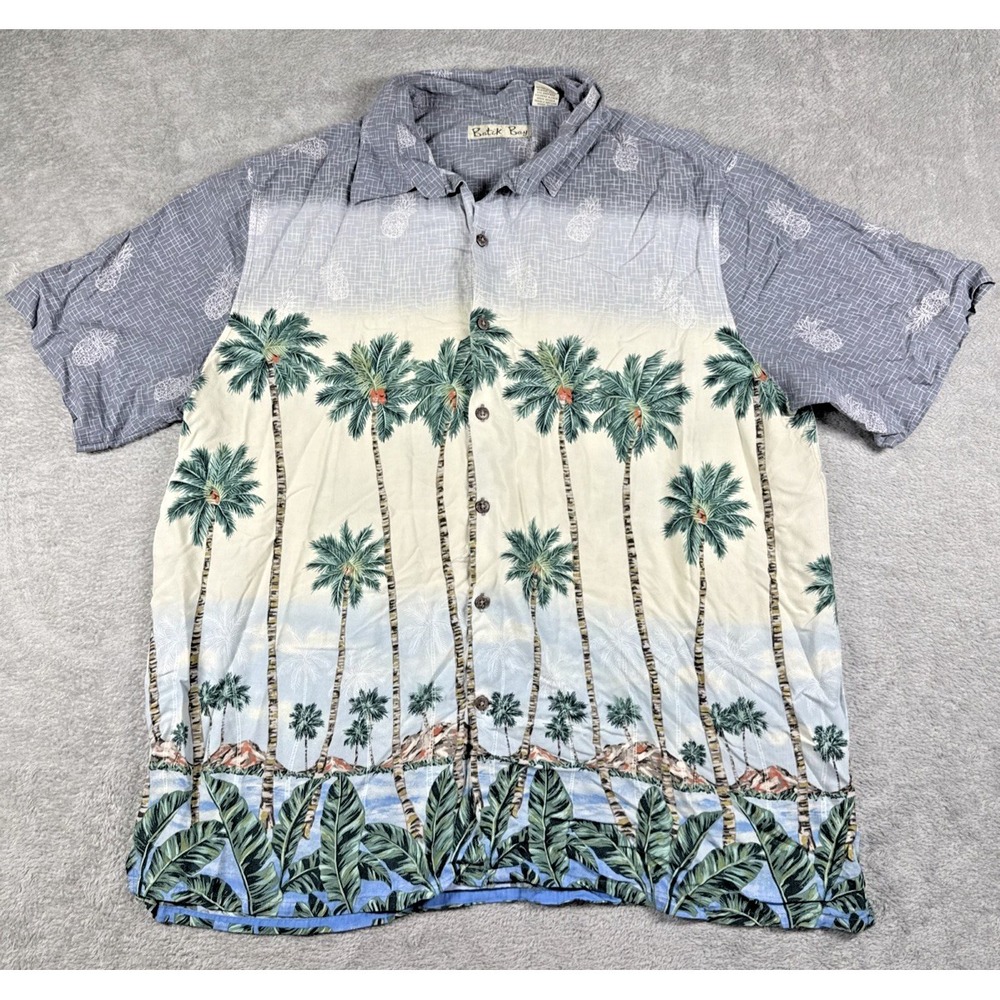 Vintage Batik Bay Men's Palm Tree Print Hawaiian Shirt Multicolor Size XL